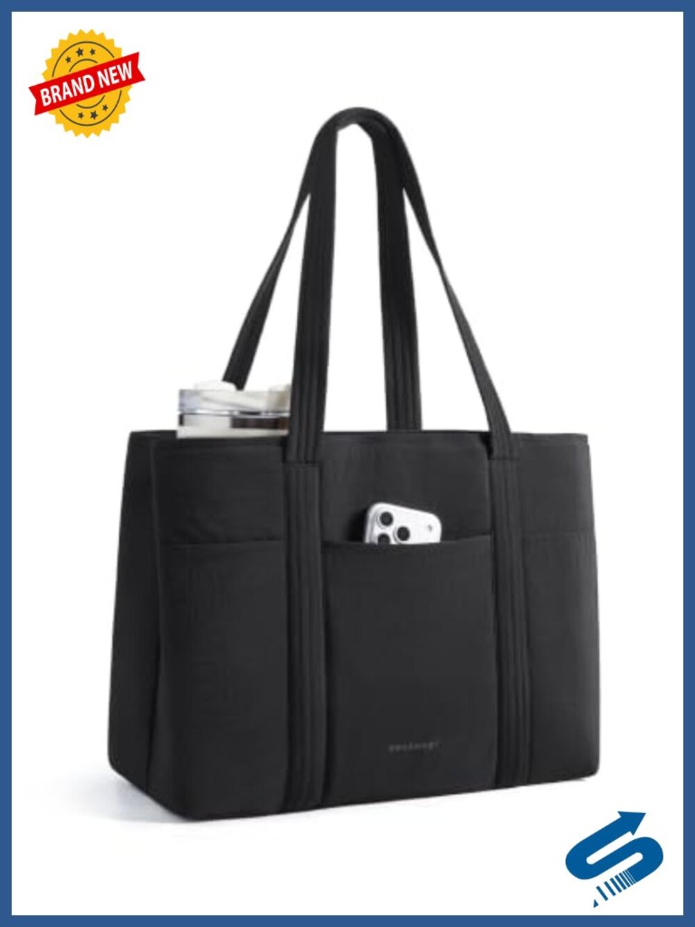 Women's Work Tote Bag with Laptop Compartment, Water Resistant, 21.5L